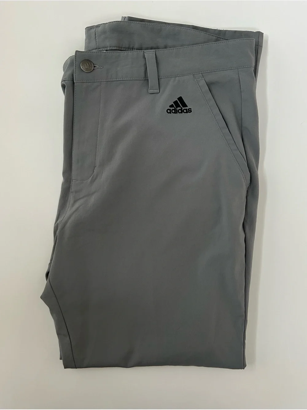 adidas Men's Flat Front Performance Pants - Gray with Black Trim